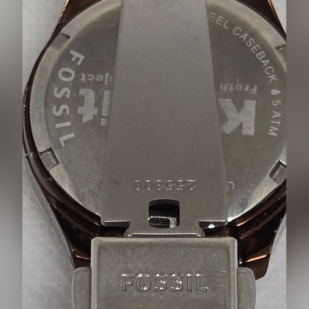 Fossil ES-2963 Women's Crystal Bezel Brown Stainless Steel Watch w/ Box & Manual - Picture 8 of 9
